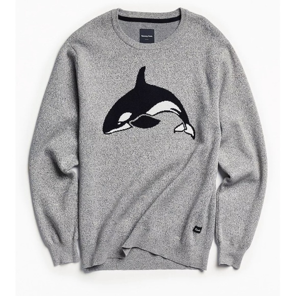 BARNEY COOLS CHANDAIL KILLA WHALE GRAY KNIT MEN SWEATER IN SIZE LARGE - Picture 3 of 9